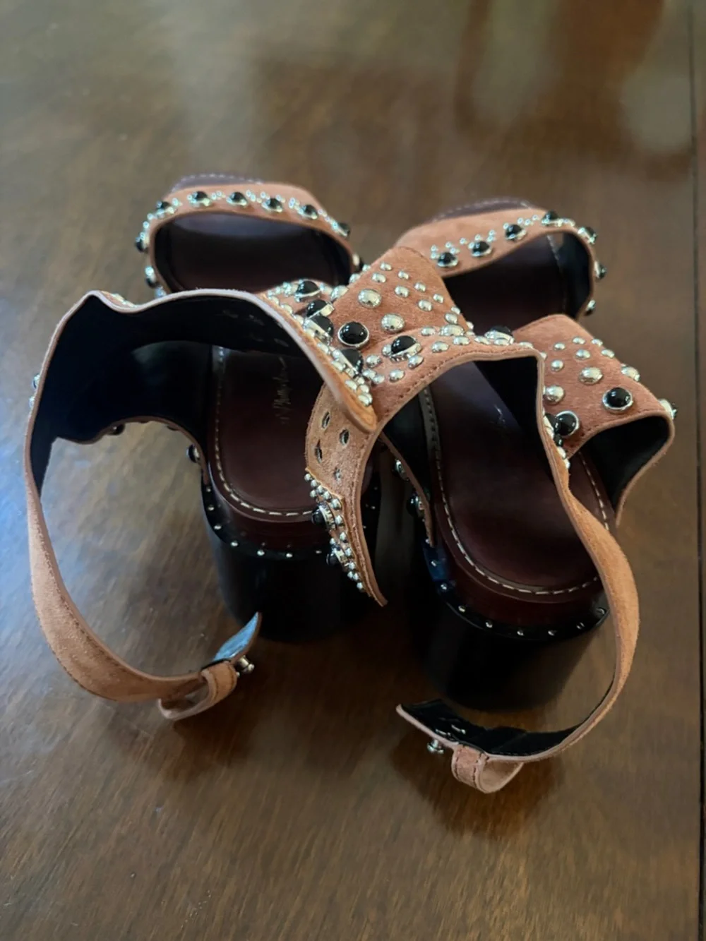 3.1 Phillip Lim Nashville Platform Sandal Suede Leather Studded Chunky Shoes